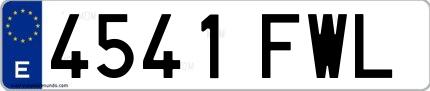 Ejemplo de matrícula española 4541 FWL
