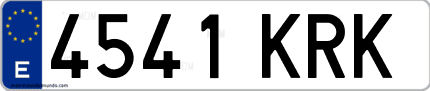 Ejemplo de matrícula de coche ordinaria 4541 KRK