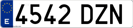 Ejemplo de matrícula de coche ordinaria 4542 DZN
