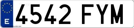 Ejemplo de matrícula española 4542 FYM