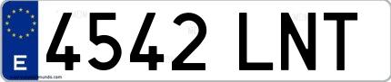 Ejemplo de matrícula española 4542 LNT