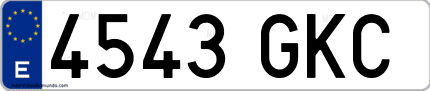 Ejemplo de matrícula de coche ordinaria 4543 GKC