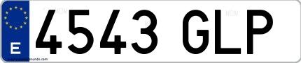 Ejemplo de matrícula española 4543 GLP