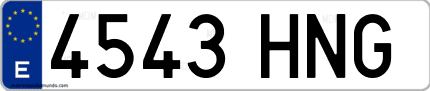Ejemplo de matrícula de coche ordinaria 4543 HNG