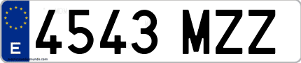 Ejemplo de matrícula de coche ordinaria 4543 MZZ
