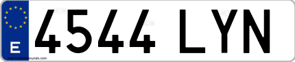 Ejemplo de matrícula de coche ordinaria 4544 LYN