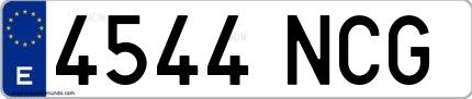 Ejemplo de matrícula española 4544 NCG