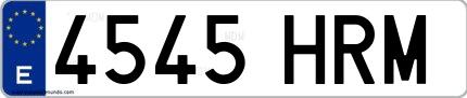 Ejemplo de matrícula española 4545 HRM