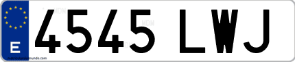 Ejemplo de matrícula de coche ordinaria 4545 LWJ