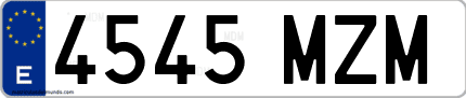 Ejemplo de matrícula de coche ordinaria 4545 MZM