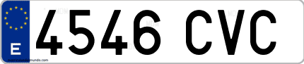 Ejemplo de matrícula de coche ordinaria 4546 CVC