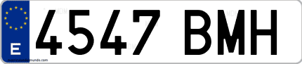 Ejemplo de matrícula de coche ordinaria 4547 BMH