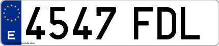 Ejemplo de matrícula de coche ordinaria 4547 FDL