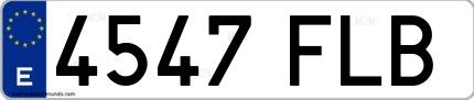 Ejemplo de matrícula española 4547 FLB