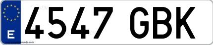 Ejemplo de matrícula española 4547 GBK