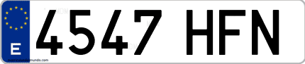 Ejemplo de matrícula de coche ordinaria 4547 HFN