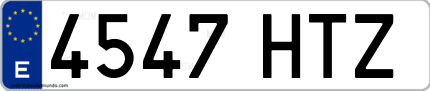 Ejemplo de matrícula de coche ordinaria 4547 HTZ