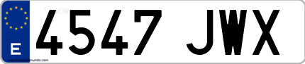 Ejemplo de matrícula de coche ordinaria 4547 JWX