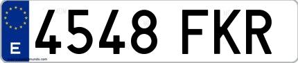 Ejemplo de matrícula española 4548 FKR