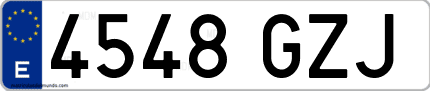 Ejemplo de matrícula de coche ordinaria 4548 GZJ