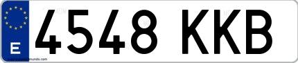 Ejemplo de matrícula española 4548 KKB