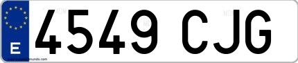 Ejemplo de matrícula española 4549 CJG