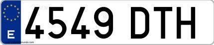 Ejemplo de matrícula española 4549 DTH