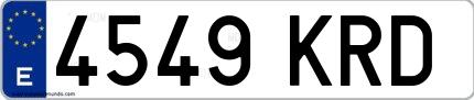 Ejemplo de matrícula española 4549 KRD
