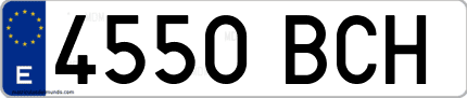Ejemplo de matrícula de coche ordinaria 4550 BCH