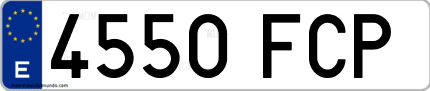 Ejemplo de matrícula de coche ordinaria 4550 FCP
