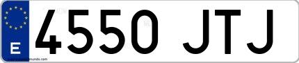 Ejemplo de matrícula española 4550 JTJ