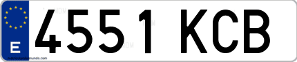 Ejemplo de matrícula de coche ordinaria 4551 KCB
