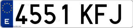 Ejemplo de matrícula de coche ordinaria 4551 KFJ
