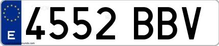 Ejemplo de matrícula española 4552 BBV