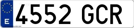 Ejemplo de matrícula española 4552 GCR
