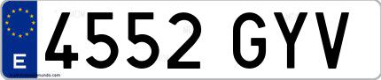 Ejemplo de matrícula española 4552 GYV