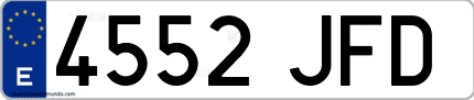 Ejemplo de matrícula de coche ordinaria 4552 JFD