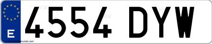 Ejemplo de matrícula española 4554 DYW