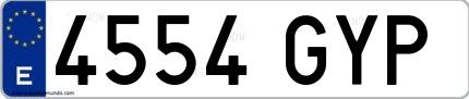 Ejemplo de matrícula española 4554 GYP