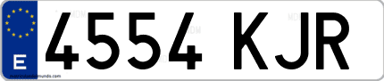 Ejemplo de matrícula de coche ordinaria 4554 KJR