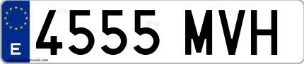 Ejemplo de matrícula española 4555 MVH