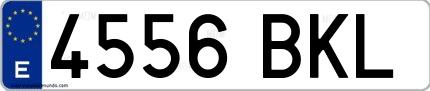 Ejemplo de matrícula española 4556 BKL