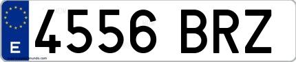 Ejemplo de matrícula española 4556 BRZ