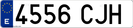 Ejemplo de matrícula de coche ordinaria 4556 CJH