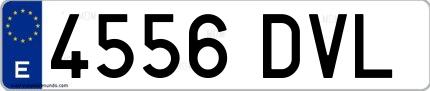 Ejemplo de matrícula española 4556 DVL