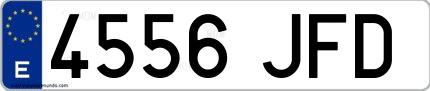 Ejemplo de matrícula española 4556 JFD