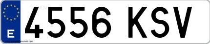 Ejemplo de matrícula española 4556 KSV