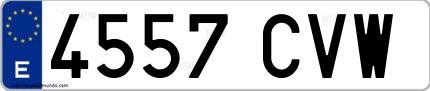 Ejemplo de matrícula española 4557 CVW