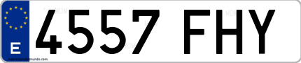 Ejemplo de matrícula de coche ordinaria 4557 FHY