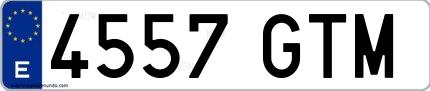 Ejemplo de matrícula española 4557 GTM